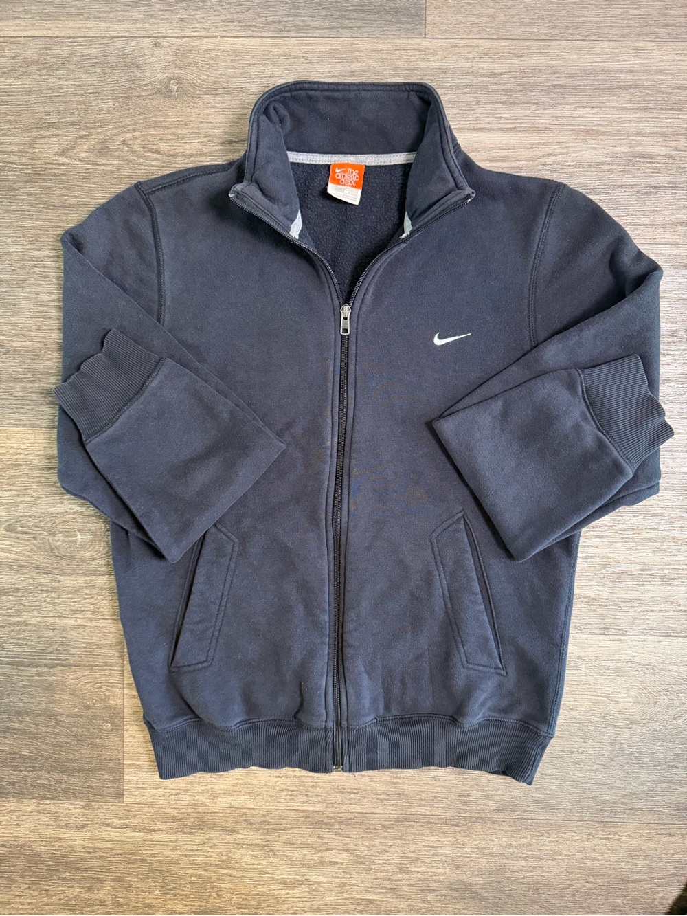 Nike Men's Black Full-Zip Jacket with White Swoosh
